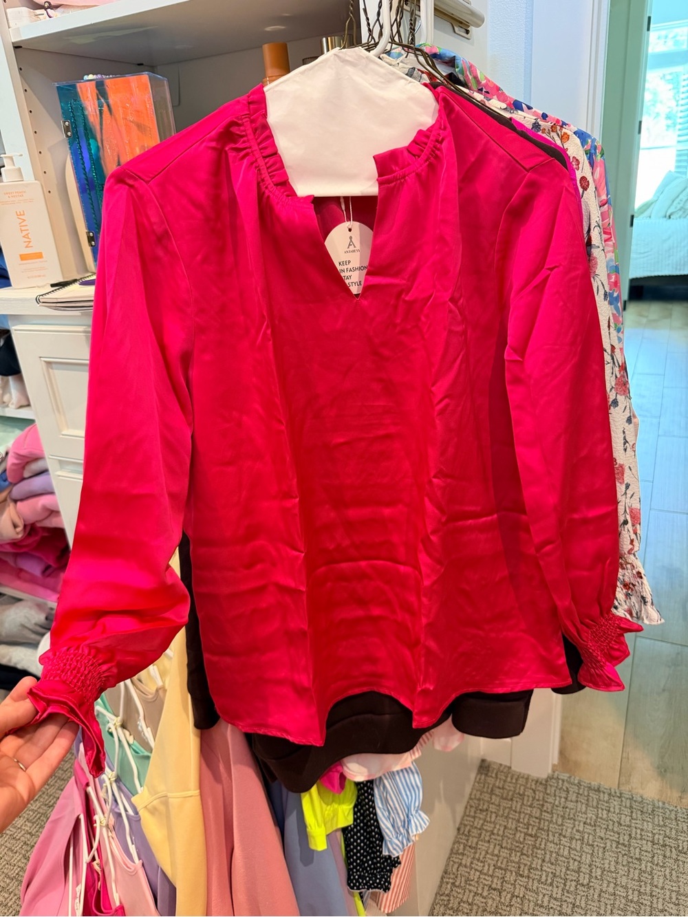 Women’s Fuchsia Long-Sleeve Blouse